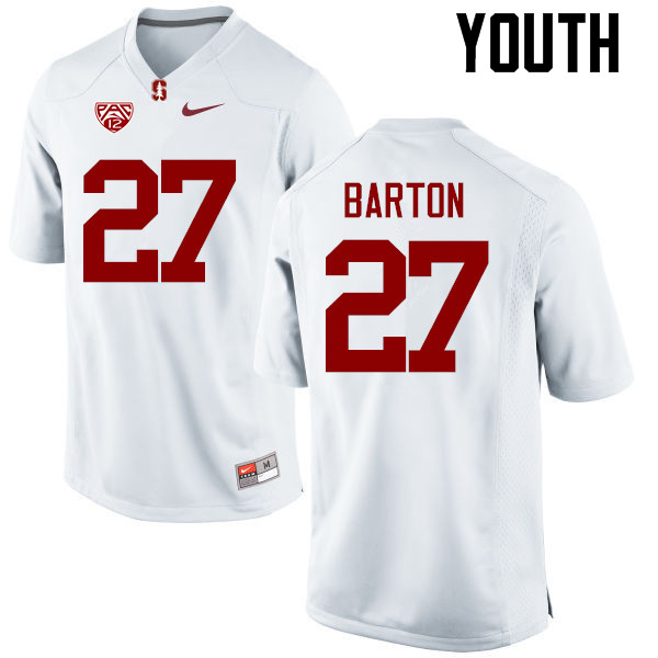 Youth Stanford Cardinal #27 Sean Barton College Football Jerseys Sale-White